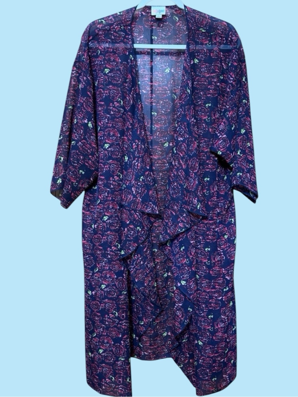 Romantic Sheer Kimono Duster Beachy Boho Layering Piece L